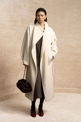 Mu Yun Gui Alpaca Wrap Coat in Ivory White - view 1